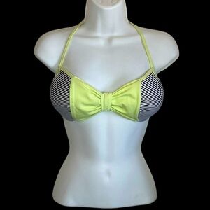 Damsel lime green bow striped bikini top halter